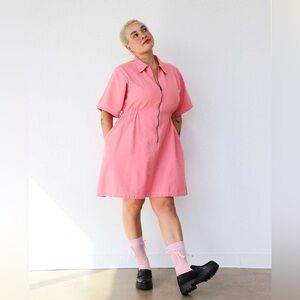 Noble Coral Zippered Mini Dress